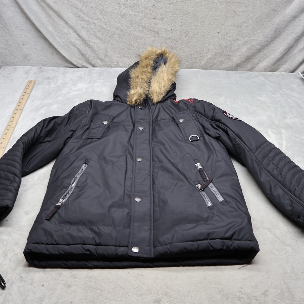 Big Chill Expedition Series Jacket Boys 14/16 BLK Fux Fur Hood Winter Insulated